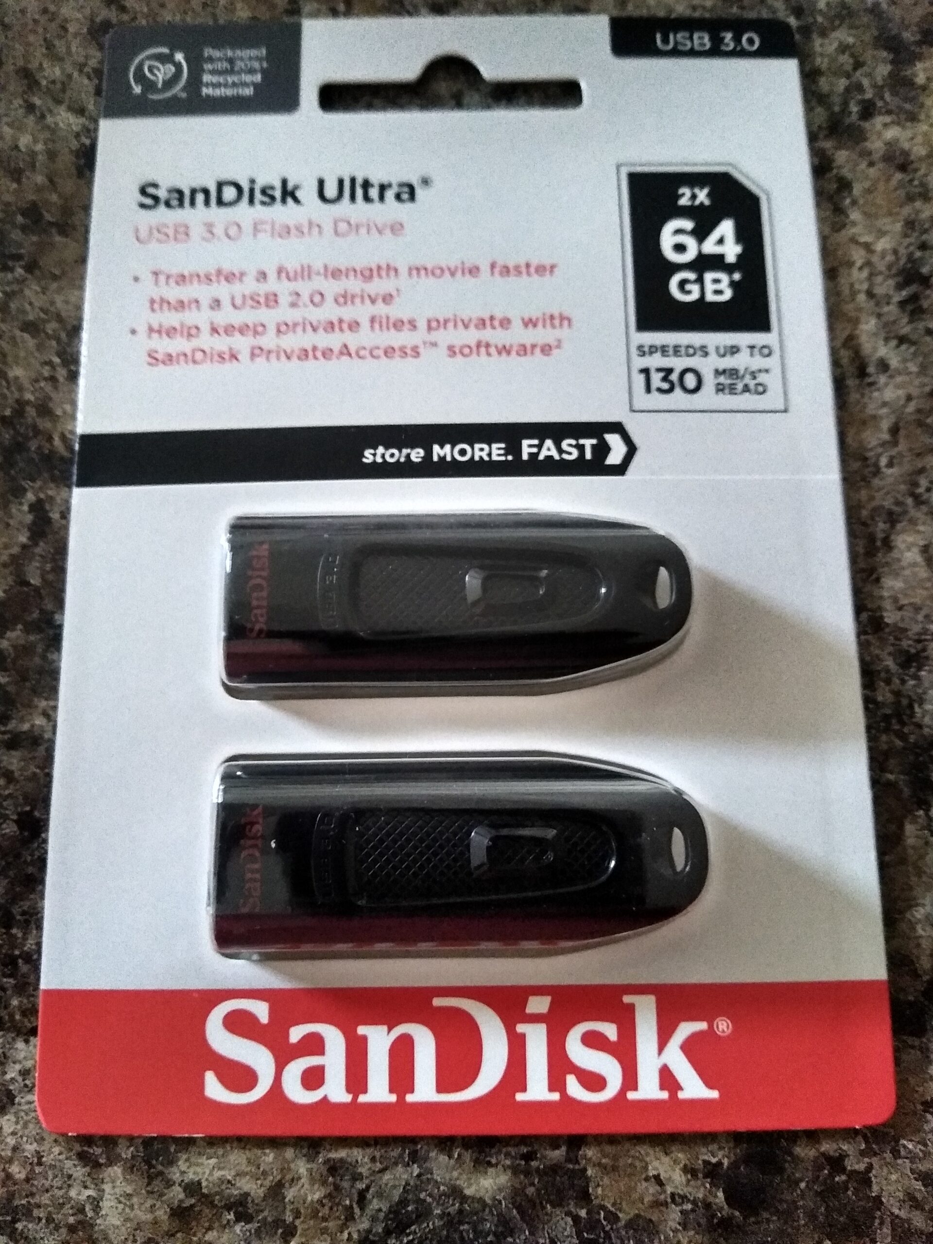 SanDisk 64 GB (2 PK) USB 3.0