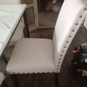 Set of 2 Dinette Light Tan Chairs W/Nailhead Trim